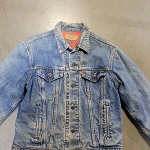 Vintage Levis Jacket Size 42 medium 70411 0816 Denim Flannel Lined Trucker